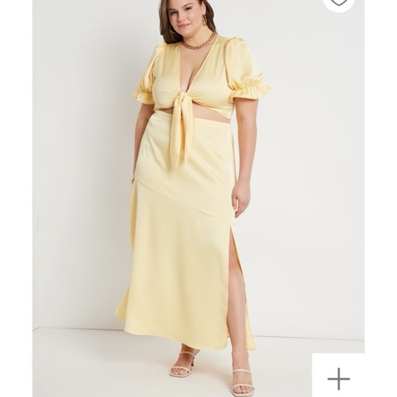 Eloquii Women's Plus Size Yellow Silky Set Size 22 - Picture 1 of 14